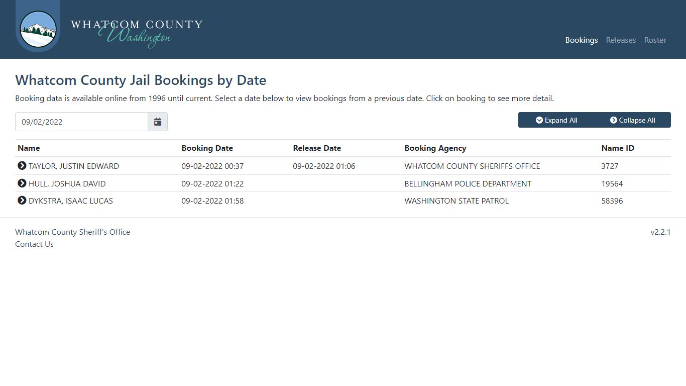 Whatcom County Sheriff's Office | Jail Bookings